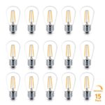 Brightech Ambience PRO LED S14 2 Watt Dimmable Bulb – Equal To 20-25W Incandescent Bulbs – Outdoor String Lights – Edison-inspired Exposed Filaments Design- 15 Pack – E26 Base