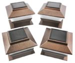 Set of 4 Bronze Finish Solar Power Light for 4 x 4 Deck & Post Cap by Garden Sunlight