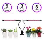 TGGOUS 20W Dual Head Timing Plant Grow Light, 40 LED 9 Dimmable Levels Grow Lamps for Indoor Plants Flowers, 360 Degree Adjustable Gooseneck, 3/9/12H Timer, 3 Switch Modes [2018 Upgrade Version]