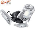 Motion-Activated LED Garage Lighting, 6000 Lumens E26 Security Ceiling Light with Built-In Motion Detector, 6000K Daylight