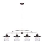 Globe Electric Angelina 4-Light Industrial Vintage Pendant, Clear Glass Shades, Oil Rubbed Bronze Finish, 65382