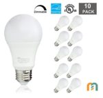 Led Light Bulbs 10 Watt [60 Watt Equivalent], A19 – E26 Dimmable, 2700K Soft White, 800 Lumens, Medium Screw Base, Energy Star, UL Listed by Mastery Mart (Pack of 10)