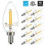 Candelabra Led Filament Bulbs, 2.5W[25W Equivalent], Crystal Glass, Dimmable, Chandelier B11 Bulb Decorative Candle, E12 Base, 2700K Soft White, 180 Lumens, by Mastery Mart (Pack of 10)