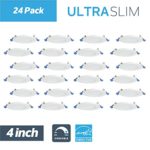 Nadair SL4-900-24WH3KBN LED 4″ Ice Rated Dimmable Ultra Slim Recessed Panel Light (24 Pack), White/Brushed Nickel