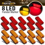 Partsam 20 x 4 Clearance/Side Marker Car Truck Trailer Light Indicators 8-LED Amber/Red