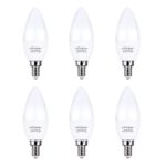 Comzler LED Light Bulbs Candelabra Base 60W Equivalent, E12 Mini Base Warm White 2700K Candle Light, Type b Blunt tip Edison Candelabra Bulb Replacement(Pack of 6)
