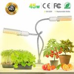 LED Plant Grow Light for Indoor Plants- 45W Full Spectrum Sunlike Replacement Plant Light with Double Switch – 360 Degree Dual Head Flexible Gooseneck Grow Lamps