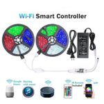 WenTop LED Light Strip, WiFi Wireless Smart Phone Controlled Strip Light Kit 65.6ft 5050 RGB 600LEDs Lights with DC24V UL Rope Light,Working with Android and iOS System,IFTTT, Google Assistant