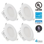 TORCHSTAR 9W 4 inch Slim Recessed Ceiling Light with Junction Box, Dimmable Airtight Downlight, 65W Equivalent, UL & Energy Star Certified, 650lm, 5000K Daylight, Pack of 4
