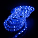 West Ivory 10′, 25′, 60′, 150′ ft (60′ Feet) Blue LED Rope Lights w/ 8 Mode Controller 2 Wire Accent Holiday Christmas Party Decoration Lighting | UL Certified