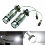 Ecosin® 2 Pcs 100W H3 LED bulb 20 SMD Car Fog light Cree 12V ~ 24V 360 Degrees White 6000K pure alloy