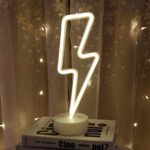 Lightning Bolt Neon Signs Lightning Neon Light LED Neon Sign with Base Holder Art Wall Decor for House Bar Recreational, Birthday Party Kids Room, Living Room, Wedding Party (warm lighting with base)