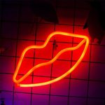 Neon Lip Sign Red, Battery Powered Neon Light, LED Lights Table Decoration,Girls Bedroom Wall Décor,Kids Birthday Gift,Wedding Party Supplies Neon Signs