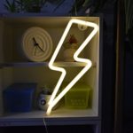 Lightning Bolt Neon Sign, Warm White LED Neon Night Wall Decor Light with Battery/USB Operated for Birthday Party Wedding Bedroom Decorations