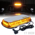 Xprite 44 LED 17 Inch High Intensity Law Enforcement Emergency Hazard Warning Flashing Car Truck Construction Roof Top LED Mini Bar Strobe Light with Magnetic Base, Amber/Yellow