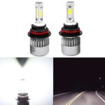 Alla Lighting Extremely Super Bright High Power COB Chipset HB5 9007 9007LL LED Headlight Bulbs w/ 8000Lm 6500K Xenon White for Replacing High Low Beam Halogen Headlamp All-in-One Conversion Kits