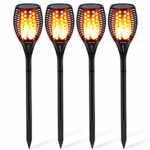Solar Light Outdoor, Woenergy Waterproof Flames Torches Lights Garden Landscape Decoration Lighting Dusk to Dawn Auto On/Off Security Lawn Light For Pathway Patio Deck Yard Driveway 4 Pack