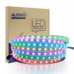 ALITOVE WS2812B Individually Addressable LED Strip Light 5050 RGB 16.4ft 300 LED Pixel Flexible Lamp Tube Waterproof IP67 Black PCB DC 5V