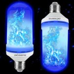 DILISENS 4 Modes LED Flame Effect Fire Light Bulb with Upside Down Effect Simulated, E26 LED Flickering Flame Light Bulbs, Decorative Light Atmosphere Lighting – Flame Bulb for Home/Festival (Blue)