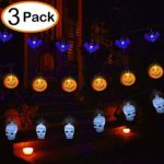 Tuweep Halloween String Elegant Decorative Lights, 3 Pack 7FT String Elegant Decorative Lights with 20 Elegant Decorative LED Orange Pumpkin