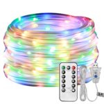 LE 33ft 100 LED Dimmable Rope Lights, USB Powered Waterproof Outdoor Rope Lighting, 8 Lighting Modes/Timer, Multi Color Patio Lights Ideal for Patio Gardens Parties Wedding Holiday Decor, RGB Light