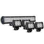 Nilight 20Inch 126W Spot Flood Combo Led Light Bar 4PCS 4Inch 18W Spot LED Pods Fog Lights for Jeep Wrangler Boat Truck Tractor Trailer Off-Road,2 years Warranty