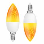 DORESshop LED Flame Effect Light Bulbs, E12 Candelabra Base, 3W 4 Modes Flickering Fire Christmas Lights with Upside-down Effect, Simulated Decorative Atmosphere Lighting for Party/Home, 2 Pack