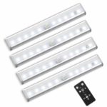 Anbock LED Closet Light with Remote Control, Battery Powered LED Under Cabinet Lighting, Wireless Under Counter Lights Fixtures, Night Lights LED Bar for Kitchen, Bedroom, Warm White Pack of 4