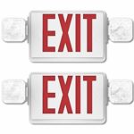 Sunco Lighting 2 Pack Emergency Single/Double Sided EXIT Sign LED Light Fixture with Dual Head Lights Plus Back Up Battery Pack, Commercial, Fire Resistant, US Standard Red Letter Light – UL Listed