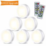 LED Puck Lights,SOLMORE Wireless LED Puck Lights Battery Operated,Kitchen Under Cabinet Lighting with Remote Control,Battery Powered Dimmable Closet Light,Under Counter Lights Night Light (6-Pack)