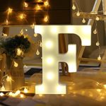 Vacally LED light，Alphabet Letter Lights LED Light Up White Plastic Letters Standing Hanging A -Z & Wedding Birthday Decorate (F)