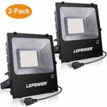 LEPOWER New Craft 2 Pack 150W LED Flood Lights, Super Bright Flood Work Lights with Plug, IP66 Waterproof, 11000lm, 6500K White Light, 120V, Outdoor Floodlights for Garage, Playground, Garden,Yard