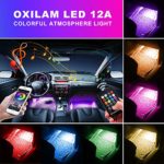 OXILAM Car LED Strip Light,4pcs 48 5050SMD LED Multicolor Music Car Interior Lights Under Dash Lighting Kit, RF Remote and APP Two-in-one Control, Sound Active Function, Waterproof (DC 12V)