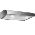 Costway 30″ Capable Under Cabinet Range Hood 3-Speed Stainless Steel Cooking Vent Fan with LED Light (Under Cabinet with 7″ Height)