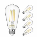 Vintage LED Edison Bulbs 60 Watt Equivalent, Eye Protection Led Bulb with 98+ CRI, Daylight White 4000K, ST58 Antique LED Filament Bulbs, E26 Medium Base, Non-Dimmable, Pack of 4