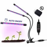 18W Plant Grow Light, Auto On & Auto Off Dual Head Grow Lamp, 3/9/12H Timer, Dimmable 5 Levels Adjustable 360 Degree Flexible Gooseneck for Indoor Plants [UL Listed, 2018 Upgraded]