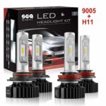 SEALIGHT 9005/HB3 High beam H11/H9 Low Beam LED Headlight Bulbs Combo Package CSP Chips 6000LM 6000K (4 Pack, 2 Sets)