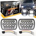 Vplus 45w 5×7 7×6 Led 7×6 Headlights Rectangle H6054 Led Hi/Low Beam H4 Plug Headlamp Replacement for H6054 H5054 H6054LL 69822 6052 6053 & H4 9003 HB2 Wire Harness (Pack of 2)