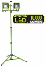 PowerSmith PWL2100TS 10,000 Lumen LED Dual Head Work Light with Adjustable Metal Telescoping Stand, Green