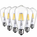 6 Packs Edison Light Bulbs Antique Vintage Style 6W Edison Bulbs Dimmable LED Light Bulbs E26 Base Squirrel Cage Filament 6000K Cold White for Sconces Wall Pendant Lighting by LUXON