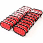 (20) Trailer Truck LED Sealed RED 6″ Oval Stop/Turn/Tail Light Marine Waterproof