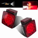 LIMICAR 12V Square LED Trailer Light Kit Red White LED Stop Turn Tail License Brake Running Lights for Trailer Truck Marine RV Boat Camper Snowmobile Waterproof (2PCS)