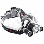 LED Headlamp Super Bright Flashlight 4 Light Modes Waterproof Rechargeable Headlight for Camping Riding Reading Rainy Weather Head-mounted Light(with battery& charger)