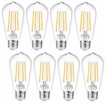 LED Edison Bulb 6W Vintage Light Bulb, 60W Equivalent 800 Lumen 2700k Warm White, Non-Dimmable Filament Bulbs E26 Medium Base, Decorative Clear Glass for Bathroom Kitchen Dining Room, Pack of 8