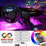 Unifilar Car LED Strip Light, EJ’s SUPER CAR APP Controller Car Interior Lights, Waterproof Multicolor Music Under Dash Lighting Kits for iPhone Android Smart Phone, Car Charger Included, DC 12V