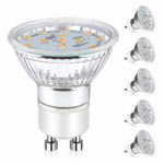 Ascher GU10 LED Bulbs, 50W Halogen Bulbs Equivalent, 4W, 400LM, 2700K Warm White, Non-Dimmable, 120° Beam Angle, MR16 LED Light Bulbs, GU10 Base, Pack of 5