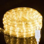 24Ft LED Rope String Lights Heavy Duty Waterproof Christmas Rope Lights Custom Cut Expandable 2 Wire 120V UL Listed Perfect for Indoor & Outdoor Roofline Garden Backyard Pathway Patio Tree Decoration