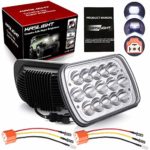 KASLIGHT H6054 Led Headlights W/Pair Ceramic H4 Socket, Pair 7×6 Led Headlights 6054 Led Headlight 7×6 Headlights H6054 Led Headlight Hi/Low Sealed Beam 5×7 Led Headlight for Jeep Xj Yj Cherokee E250