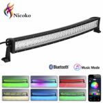 Nicoko 32 Inch 180W Curved LED Light Bar with Over 300 Flashing Chasing Modes Spot Flood Combo Beam Waterproof Dual Row LED Work Diving Lights for Off Road Jeep ATV AWD SUV 4WD 4×4 Pickup