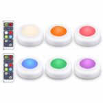 LED Closet Lights Elfeland RGB Puck Lights 16 Colors 3 Modes Fairy Lights Wireless Under Cabinet Lighting Battery Powered Night Lights with Remote Control Dimmer & Timing Function (6 Pack)